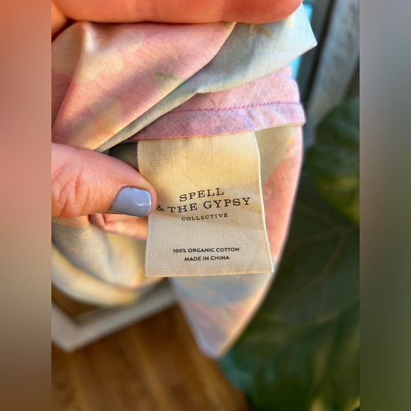 Spell Freda Shirred Midi Dress Sz medium patchwork new with out tags - Picture 8 of 11